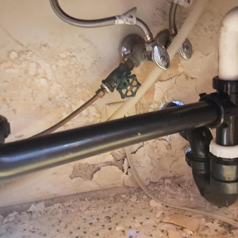 Kitchen drain pipe and irrigation ball valve installation