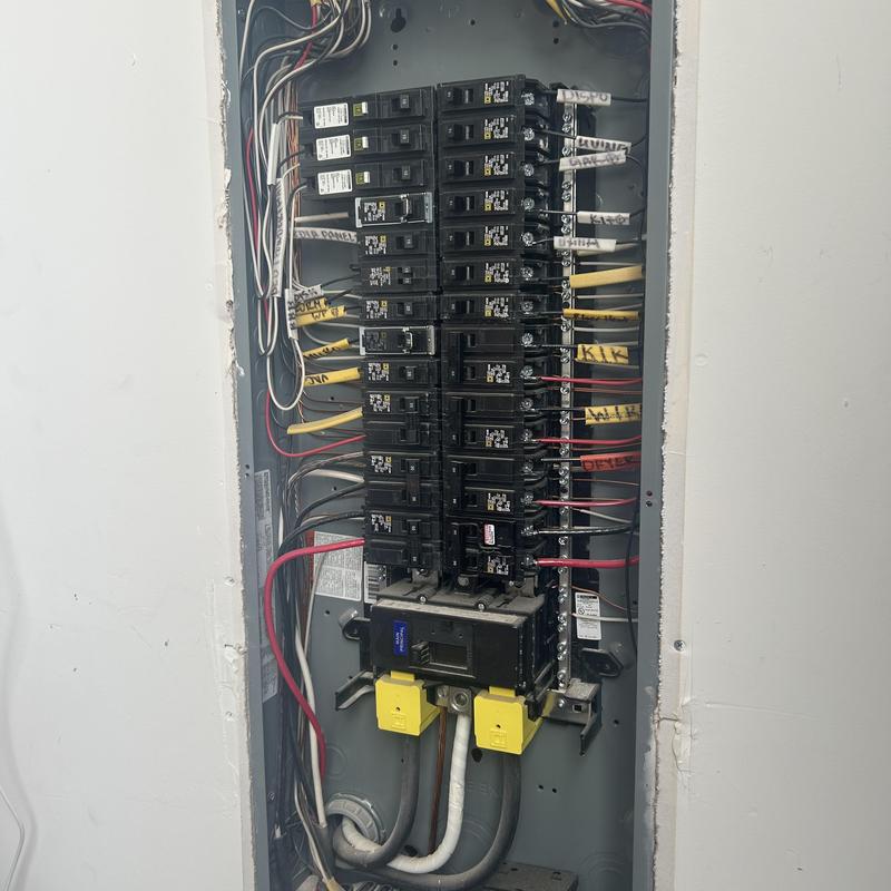 Pool subpanel with circuit breakers and wiring