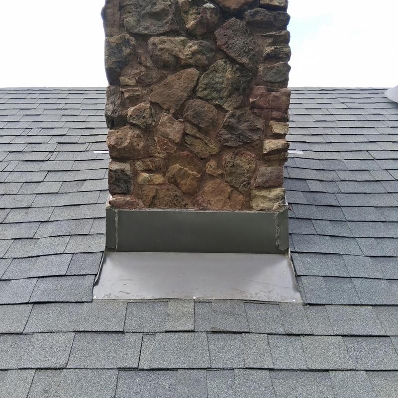 Chimney flashing on asphalt shingle roof Repair