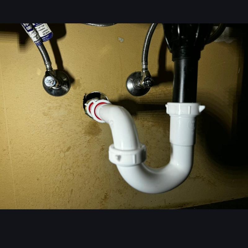 Bathroom sink P-trap and angle stop valve installation