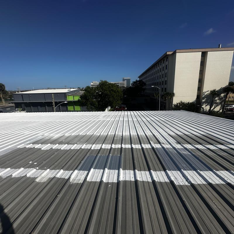 Metal roof with partial 20-year acrylic coating system Metal roof with partial 20-year acrylic coating system