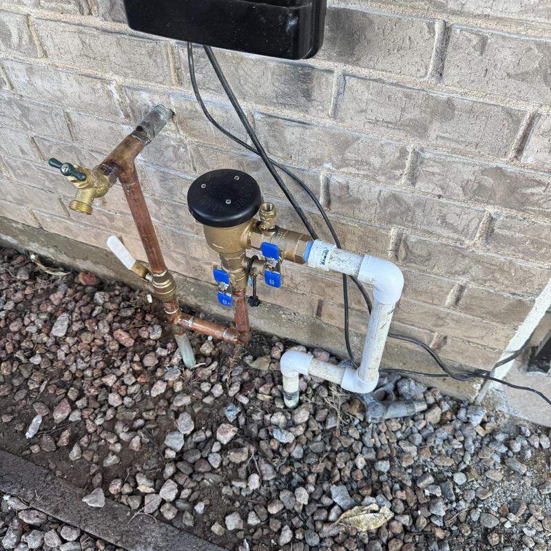 Pressure vacuum breaker and shut off valve assembly outdoors Pressure vacuum breaker and shut off valve assembly outdoors