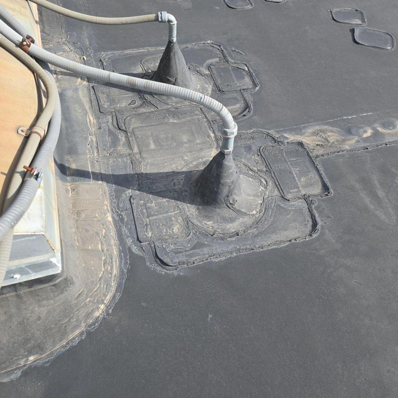 Flat roof pipe jack seals with HVAC conduit connections