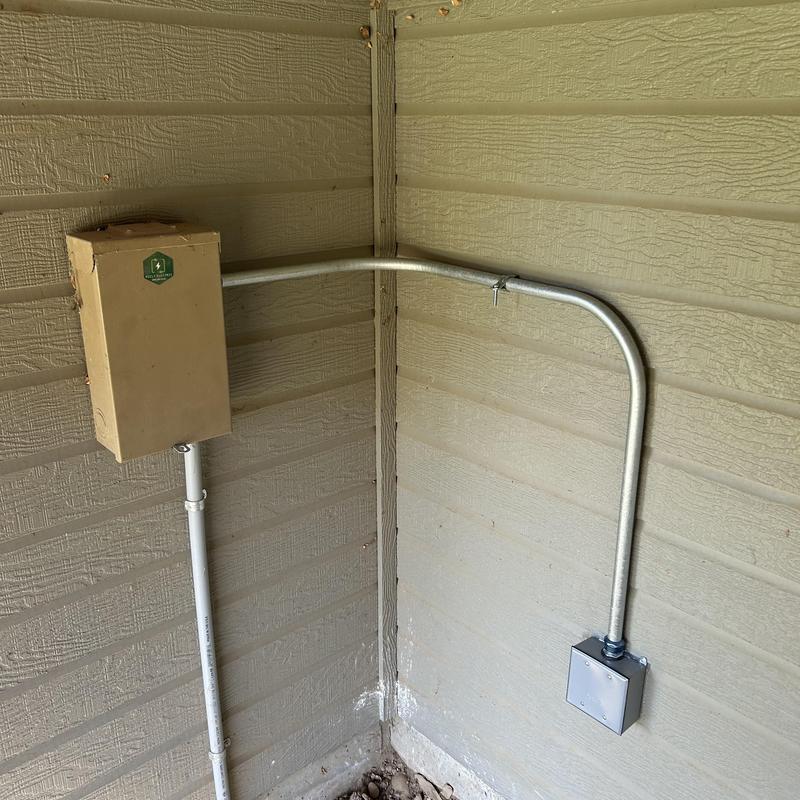 Electrical subpanel with conduit and junction box installation Electrical subpanel with conduit and junction box installation