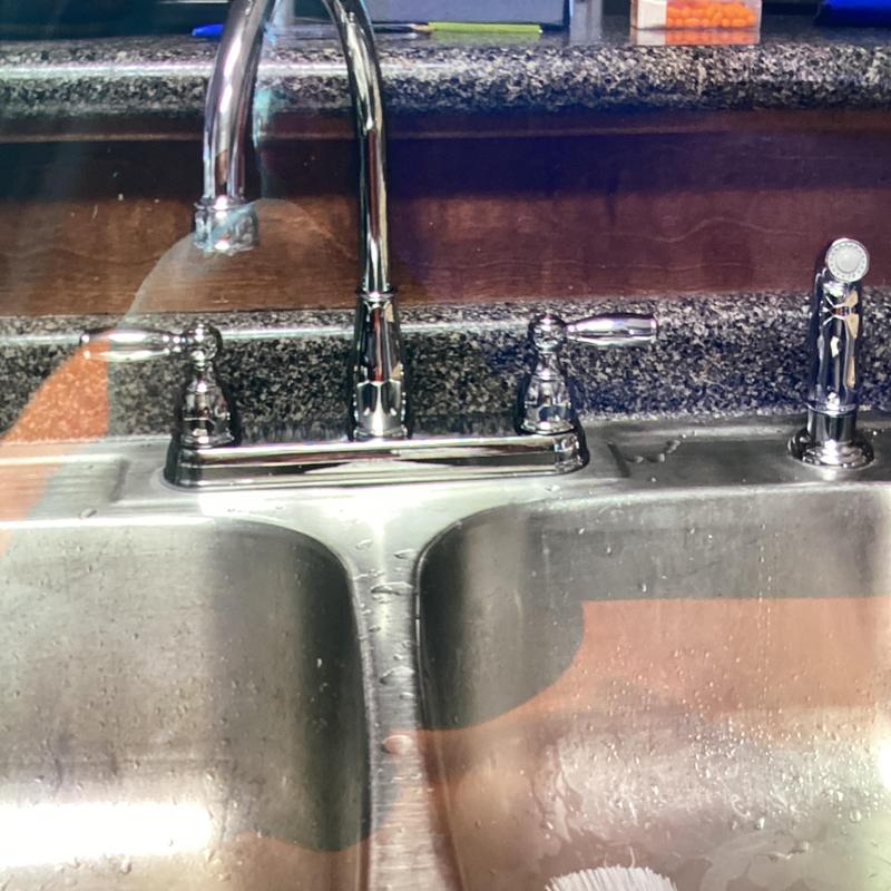 Delta kitchen faucet with dual handles and sprayer