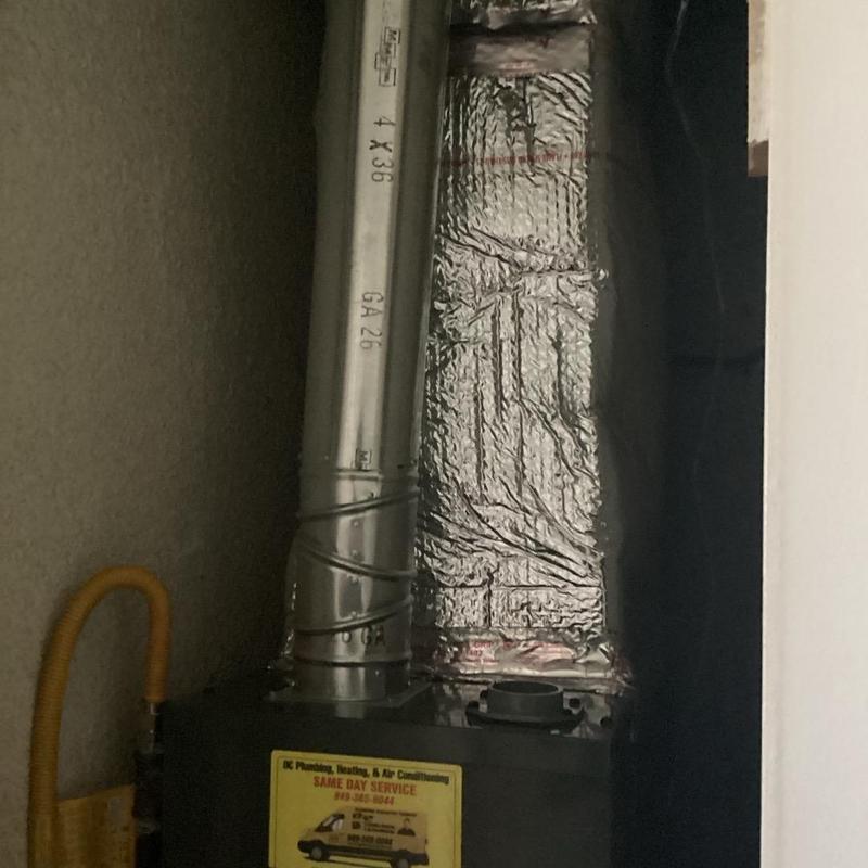 Goodman gas furnace with vent pipe installed