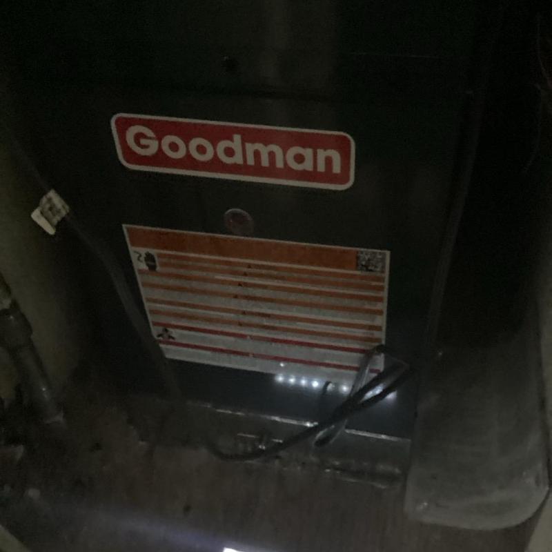 Goodman gas furnace unit installed in utility closet