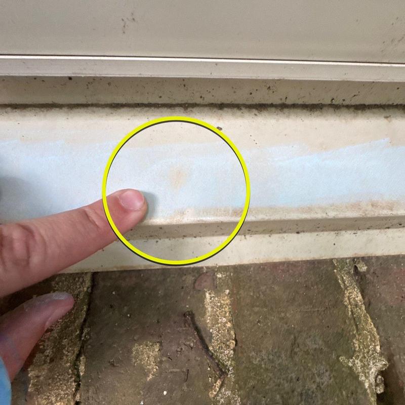 Vinyl siding inspection showing minor discoloration