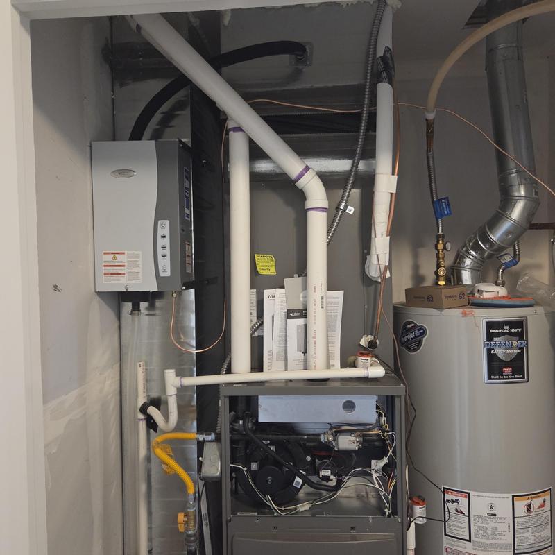Humidifier system installation with furnace and water heater