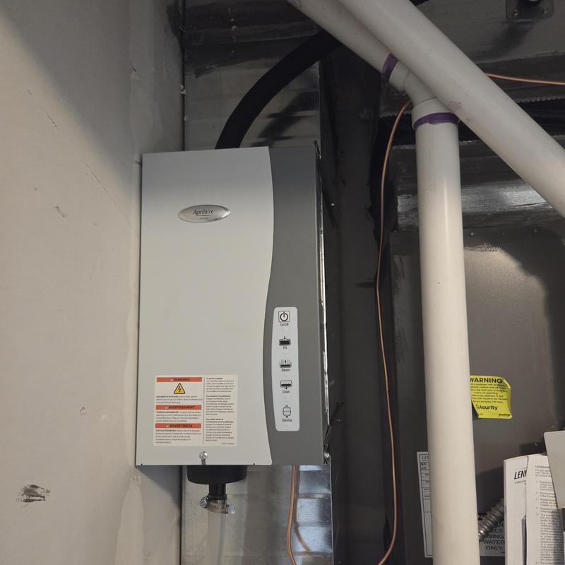 Aprilaire humidifier installed on HVAC system