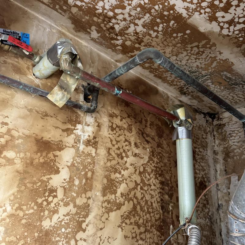 Cold water supply line with copper piping repair