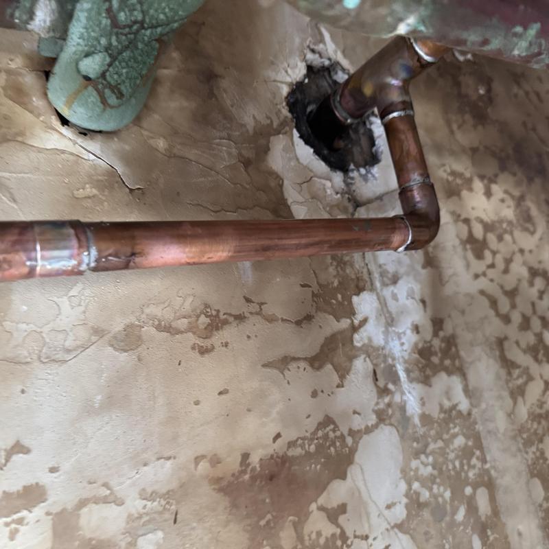 Copper cold water line with new fittings installed