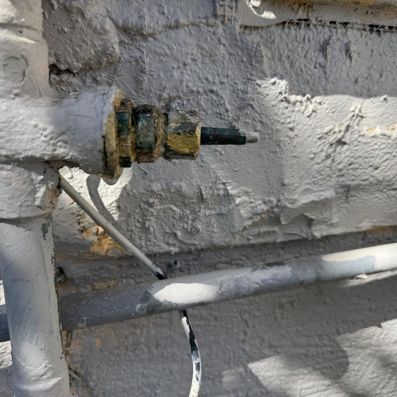 Cold water line copper piping and valve detail repair