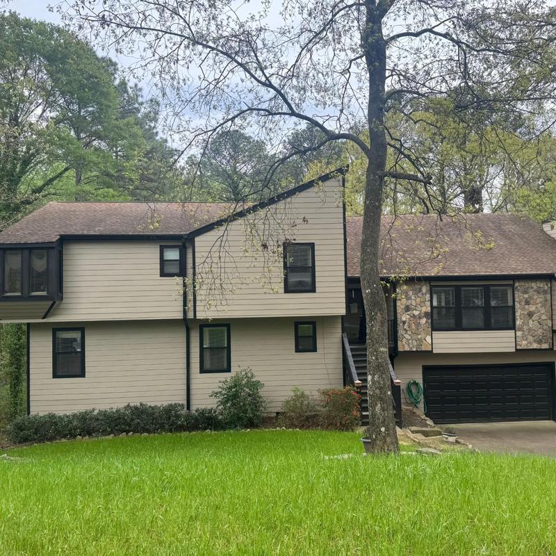 Asphalt shingle roof inspection on multi-level home