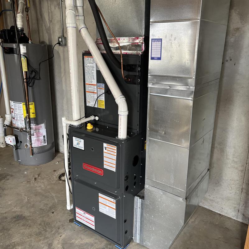 Goodman high efficiency furnace with ductwork installed
