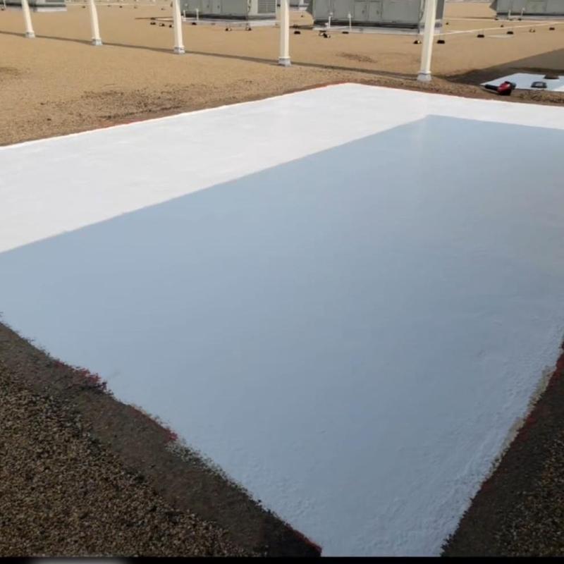 Tar and gravel roof with Gaco S-4200 coating application