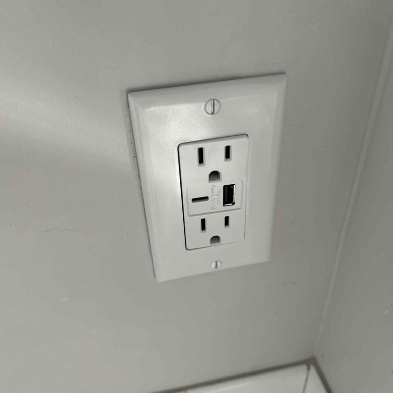 USB outlet installation in office closet wall