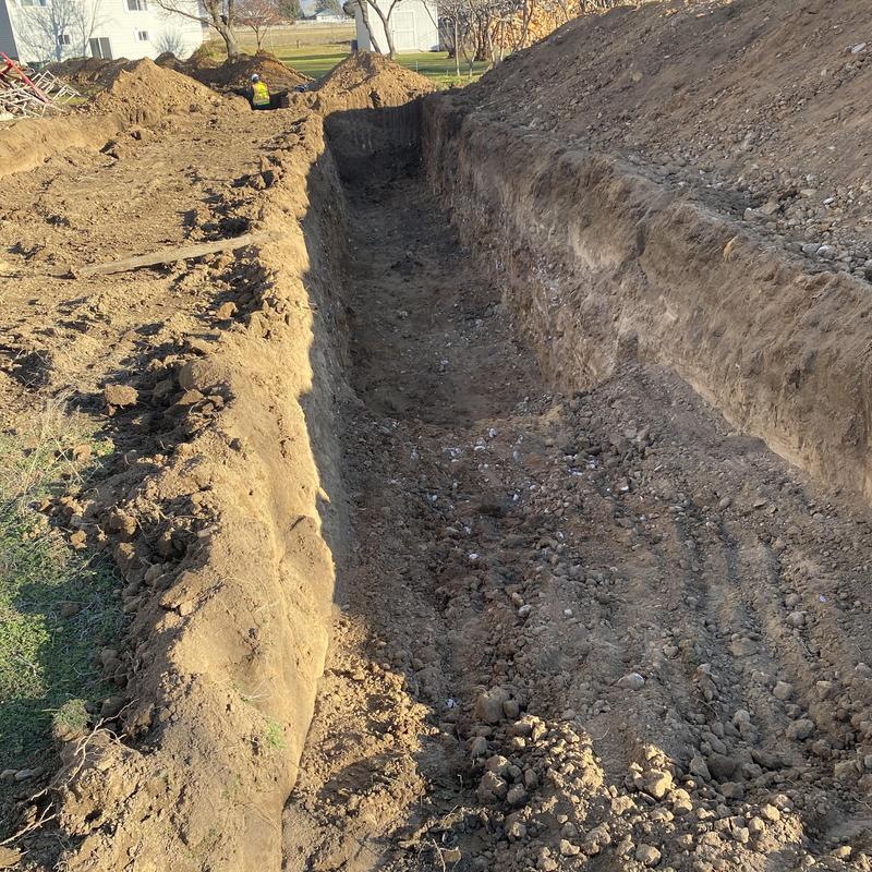 Septic drain field excavation for replacement site Septic drain field excavation for replacement site