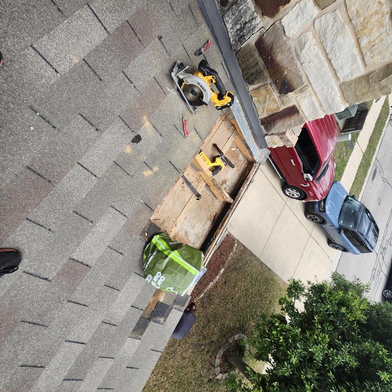Rotten wood porch decking removal on shingle roof