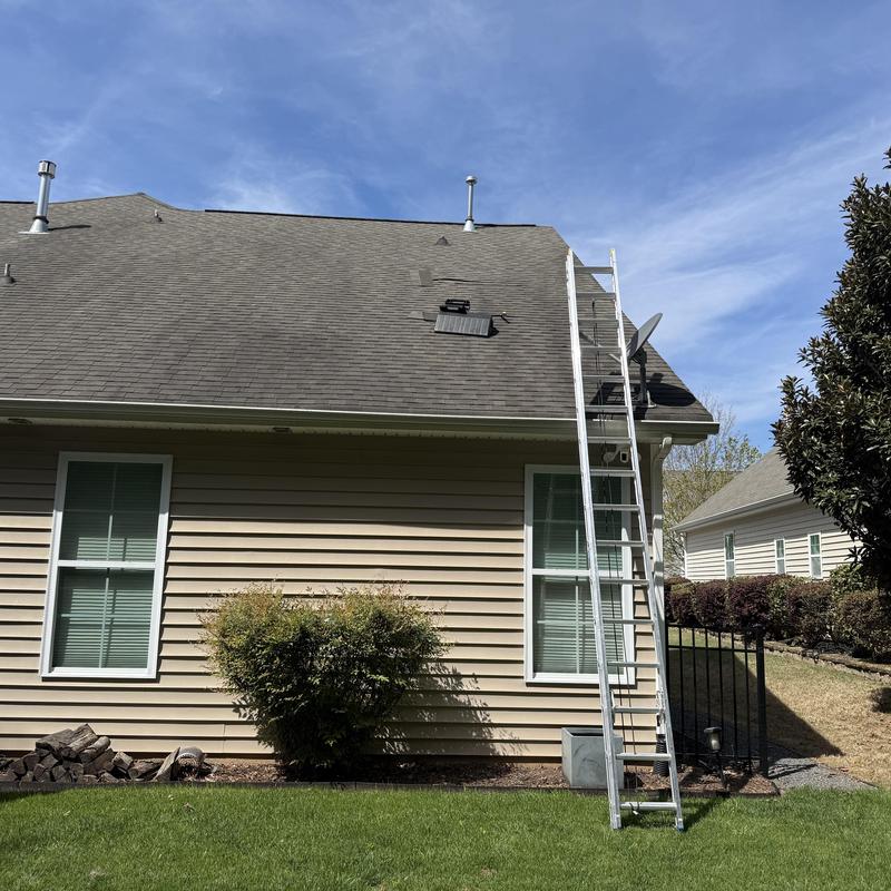 Roof shingles with ladder for leak inspection and repair