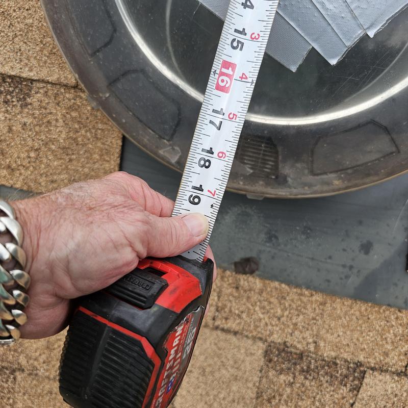 Roof vent measurement on shingle roof after hail damage