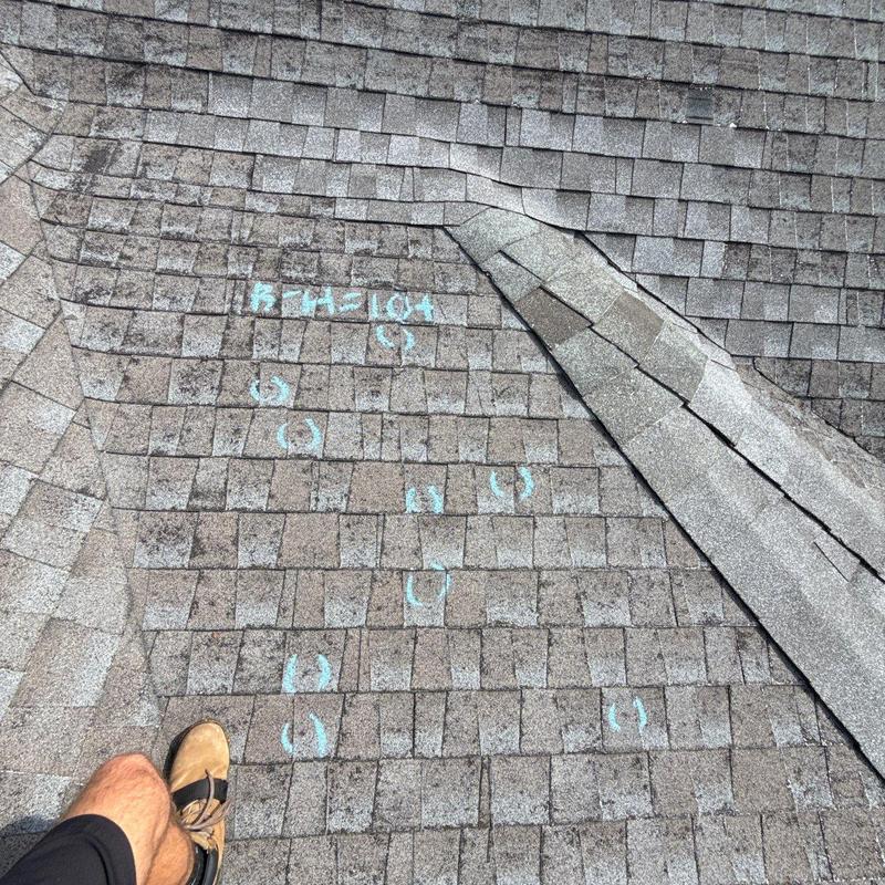 Asphalt shingles roof hail damage inspection marks