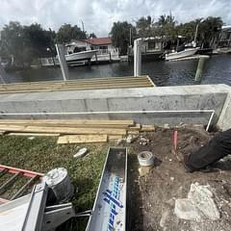 Water service line installation by new sea wall in Deerfield Beach