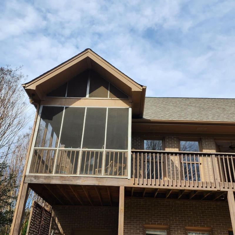 Soffit and fascia wood repairs on screened porch roof Soffit and fascia wood repairs on screened porch roof