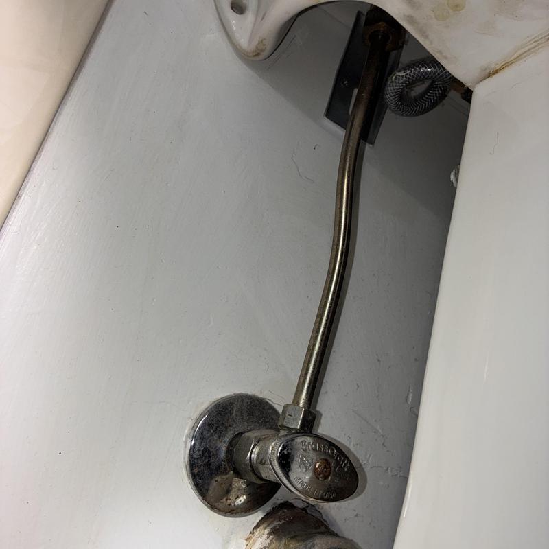 Angle stop valve and supply line installation under sink