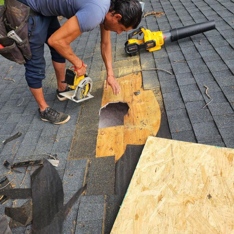 Roof plywood cutting for patch installation