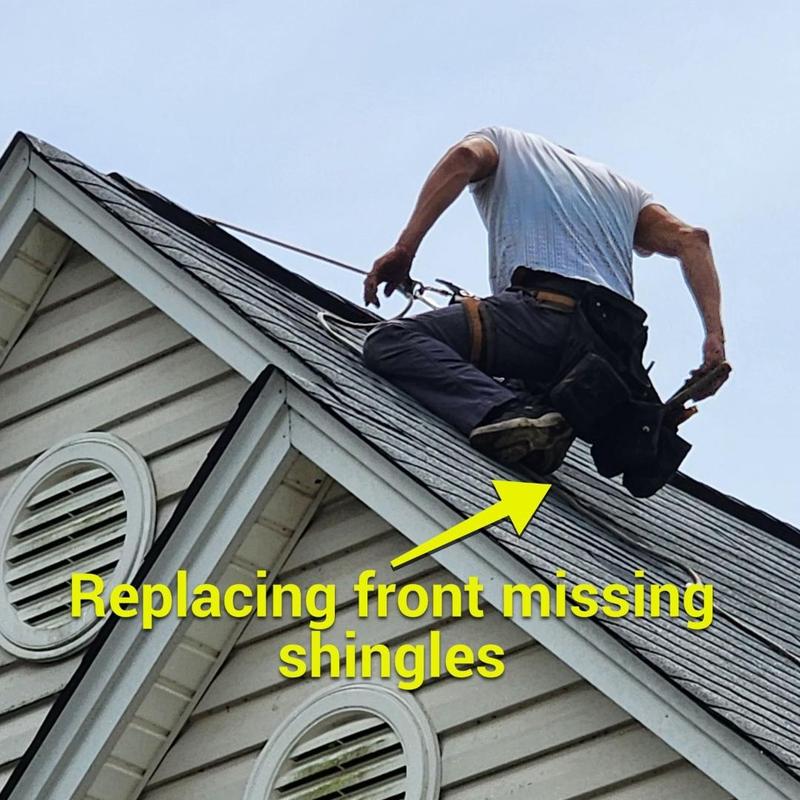 Front roof shingles replacement on steep roof