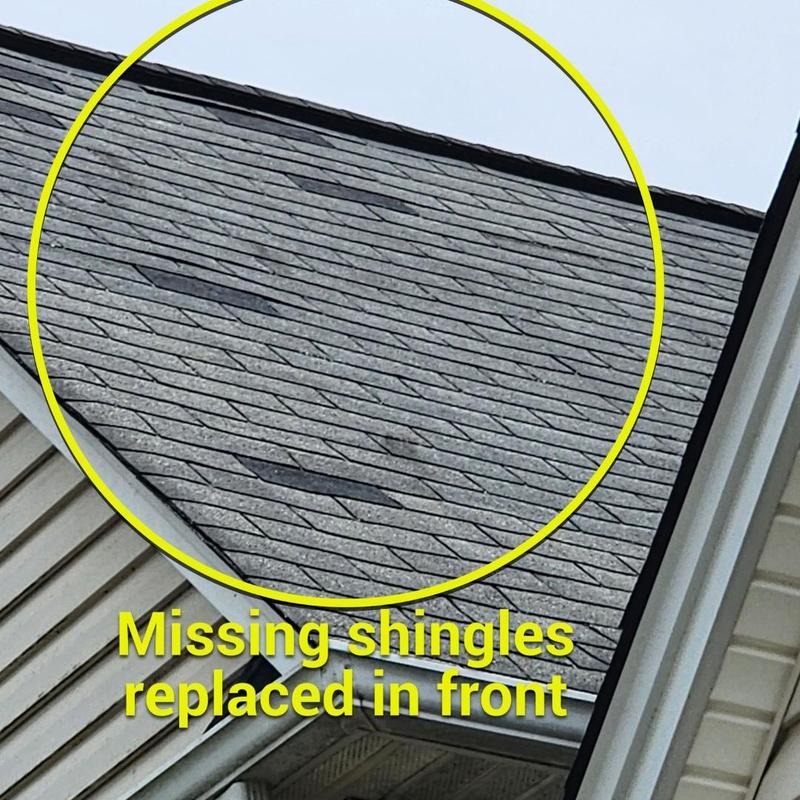 Roof shingles replaced for wind damage on steep roof