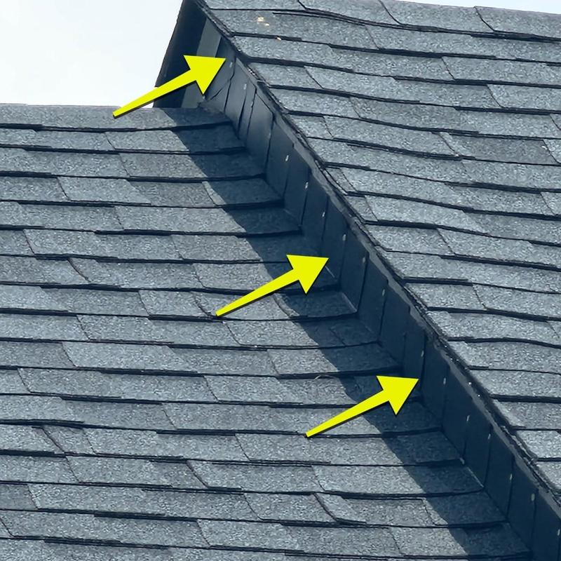 Roof valley flashing with fastener inspection