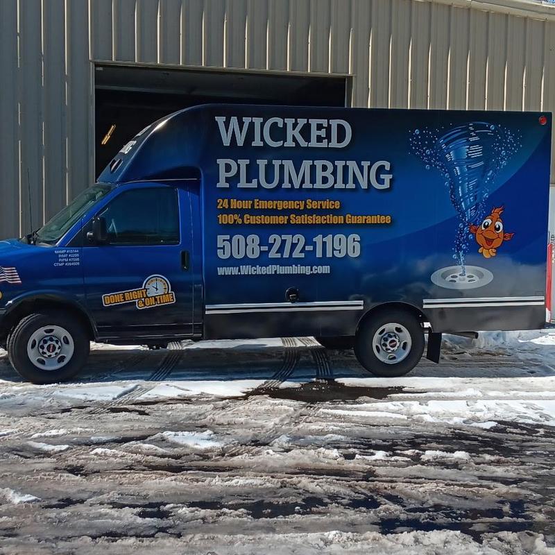 Shutoff valve plumbing service van in snowy lot