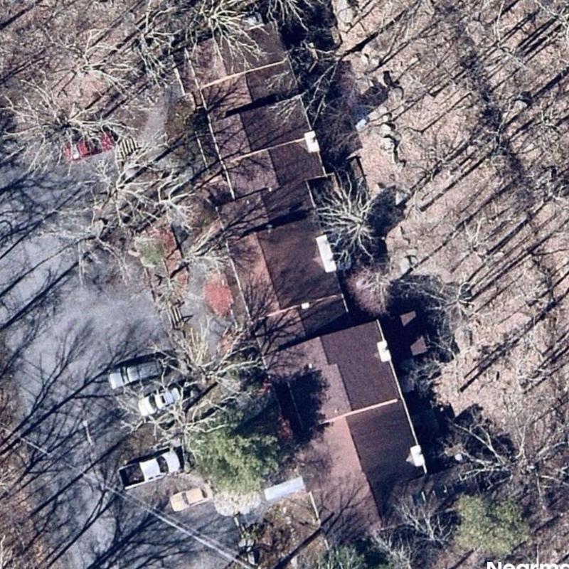 Townhouse roof inspection and condition assessment aerial view Townhouse roof inspection and condition assessment aerial view