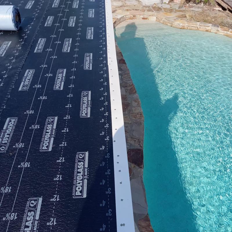 Polyglass MTS HT roof underlayment next to pool edge
