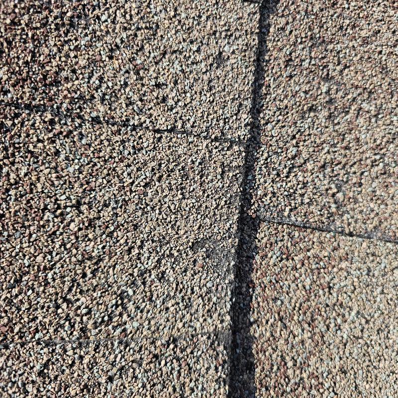Asphalt shingle roof granule loss from hail damage