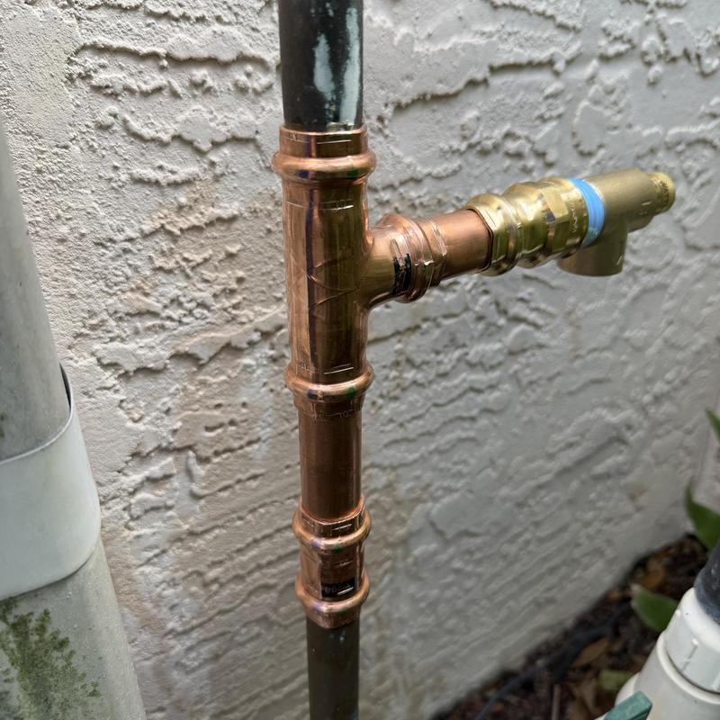 Copper water pressure valve installed on main pipe