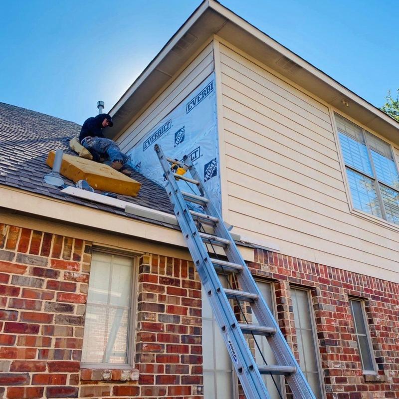 LP SmartSide siding installation on second story exterior