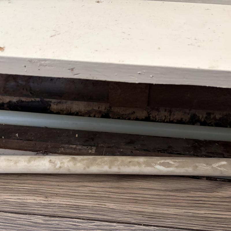 Waterline pipe replacement inside soffit with new fittings Waterline pipe replacement inside soffit with new fittings