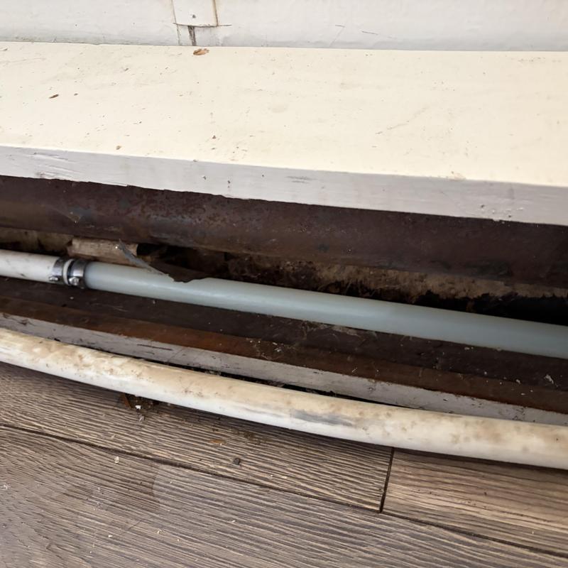 Three-quarter waterline with new pipe and fittings installation Three-quarter waterline with new pipe and fittings installation