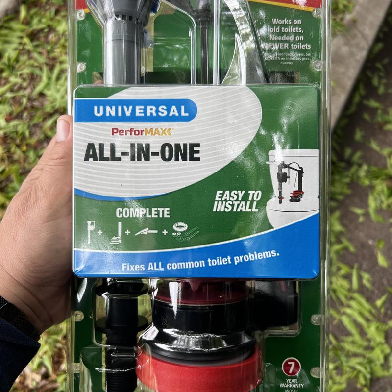 Toilet fill valve and flapper repair kit packaging Toilet fill valve and flapper repair kit packaging