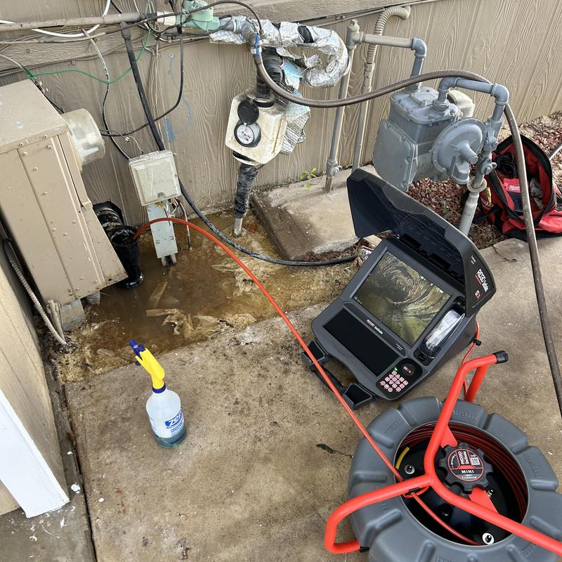 Main building drain sewer camera inspection and clearing