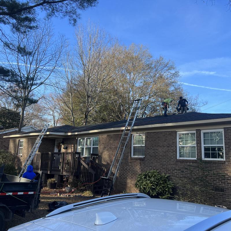 Asphalt shingle roof installation on residential home
