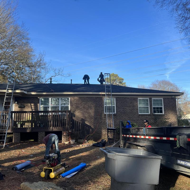 Owens Corning Duration roof installation in Charlotte backyard