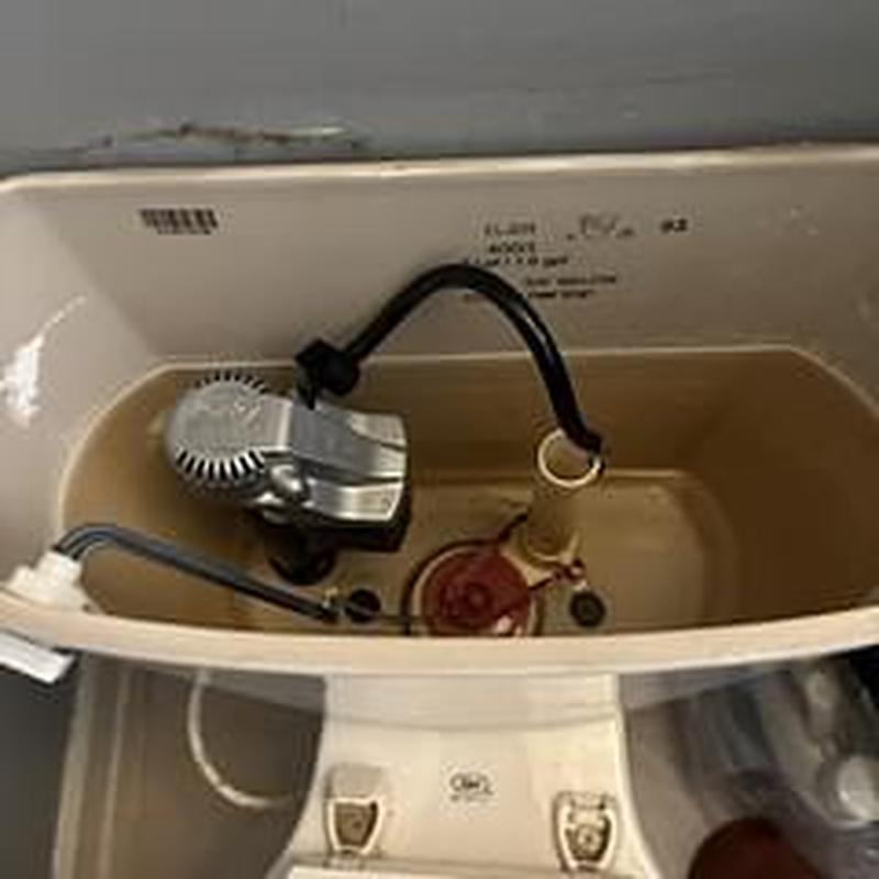 Toilet tank interior with flush valve and fill valve components