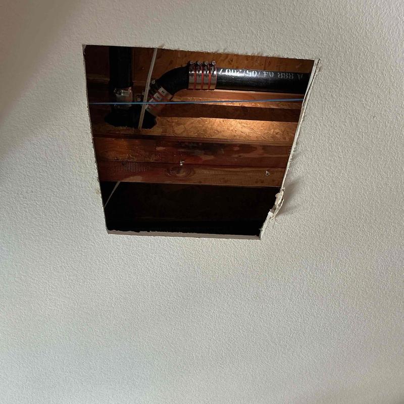 2-inch cast iron sewer pipe in ceiling cavity