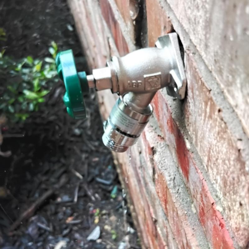 Frost proof hose bib with new vacuum breaker installed