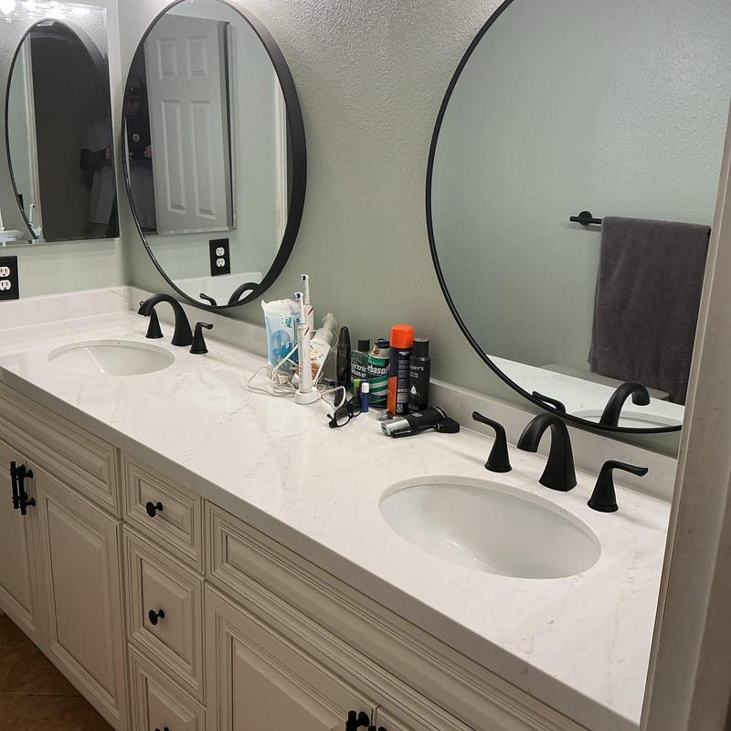 Widespread bathroom faucet and sink installation