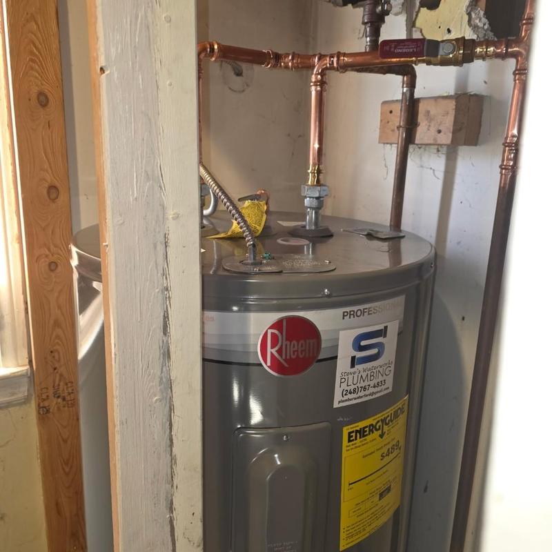 Electric water heater with new copper piping valves